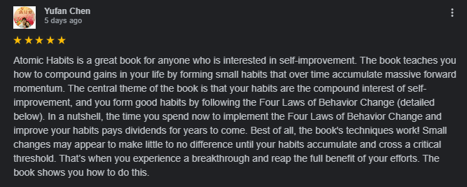 Atomic Habits rating